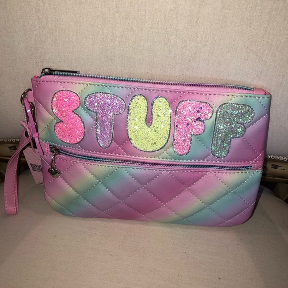 ✨NWT✨ Miss Gwen’s OMG Accessories Rainbow Pink Cosmetic STUFF Clutch Wristlet - Picture 4 of 7